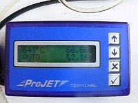 14  644° C Abgastemperatur, 66.600 1/min, AUTO steht für autonom (selbständig arbeitend) und die Pumpenspannung beträgt 2.16V.